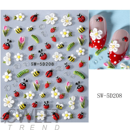 🌸🔥1 kaufen, 1 gratis💅 5D Blumen-Nagelsticker🌺