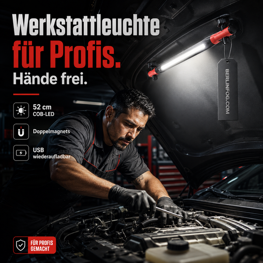 💥 56% RABATT! 🔧Wiederaufladbare Werkstattleuchte – 3000 LM, IPX4 wassergeschützt & 360° Haken