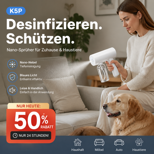 🔫 Blitzangebot: 50 % Rabatt! Kabellose Nano-Desinfektionspistole – Sterilisation mit blauem Licht & 3 einstellbare Stufen ⚡🧴